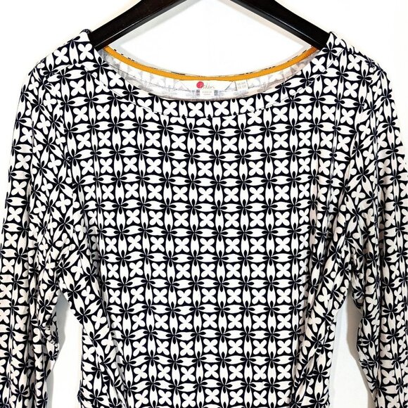 Boden SYLVIA Size US 12R Tie Waist Jersey Dress Shibori Print Mini Day Tunic - Picture 2 of 7